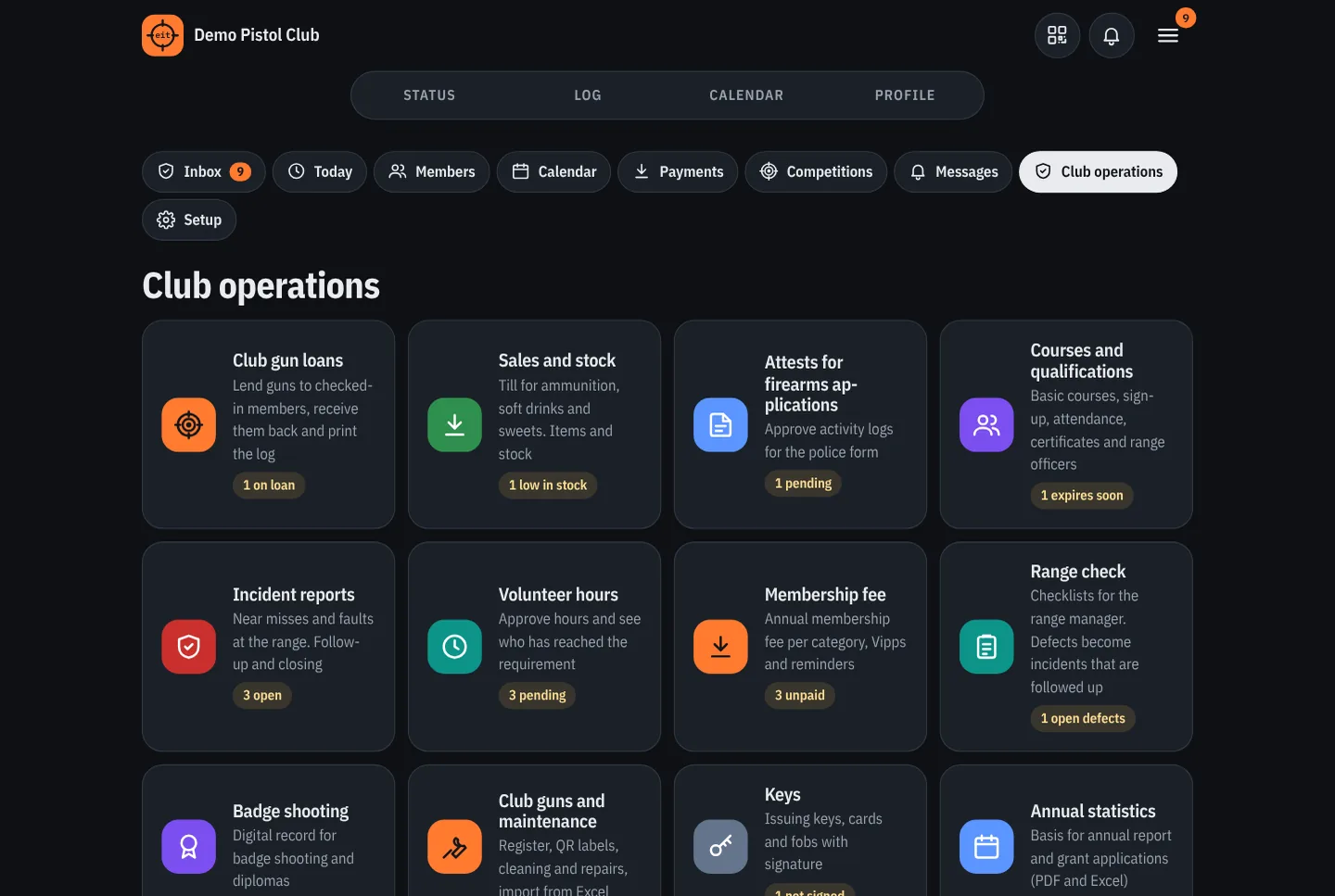 Club operations with all the functions together