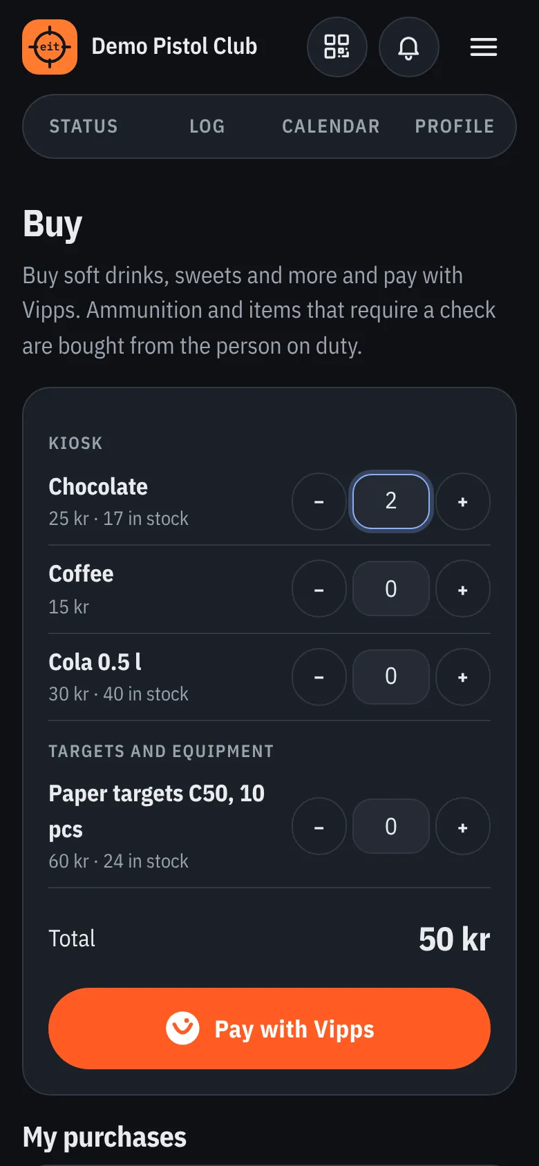 Buy soft drinks and sweets with Vipps
